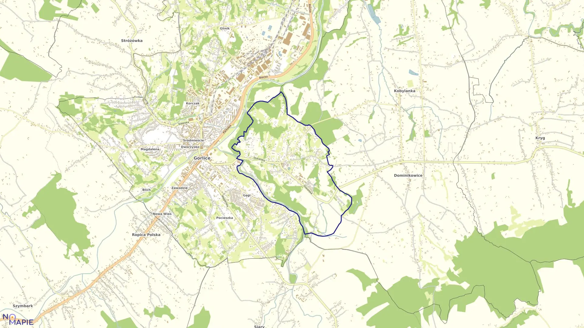 Mapa obrębu Sokół w mieście Gorlice